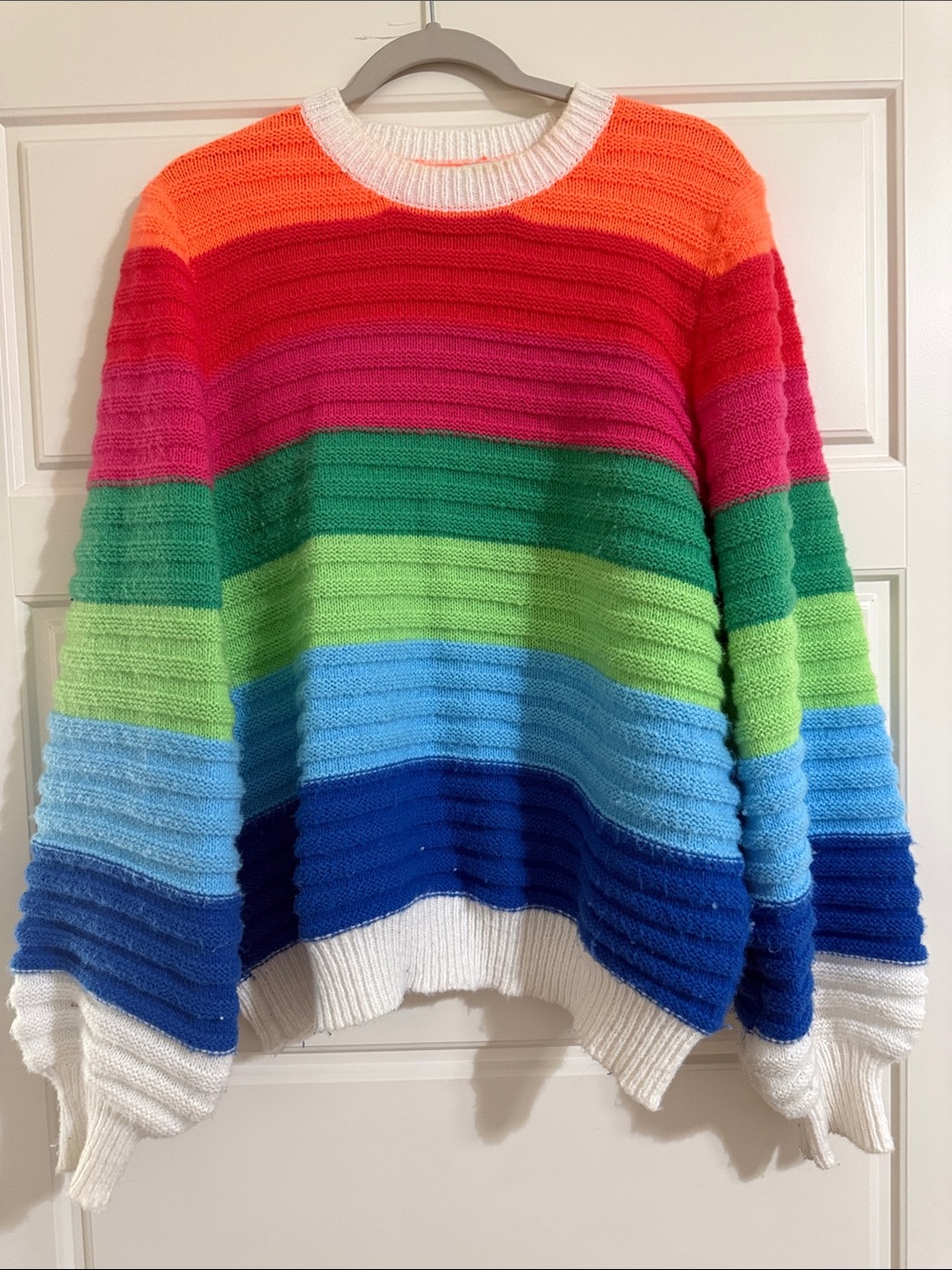 VOY Rainbow Colorblock Stripe Crewneck Sweater - Multicolor